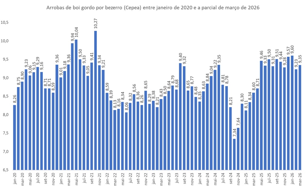 arrobas de boi gordo por bezerro