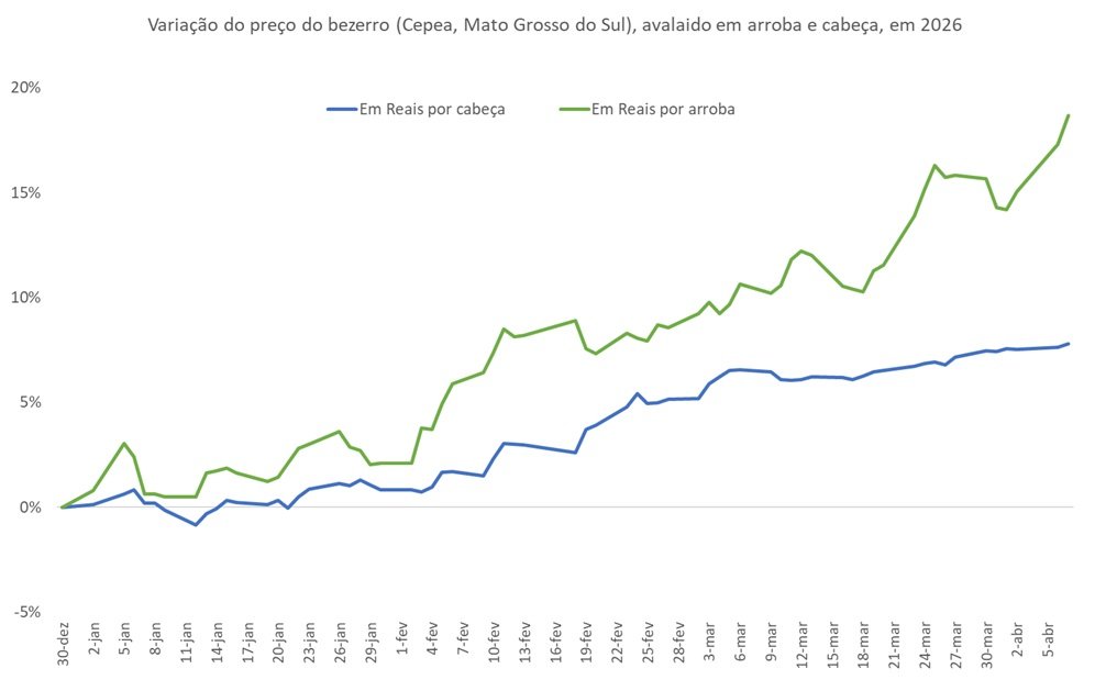 preço do bezerro em arrobas