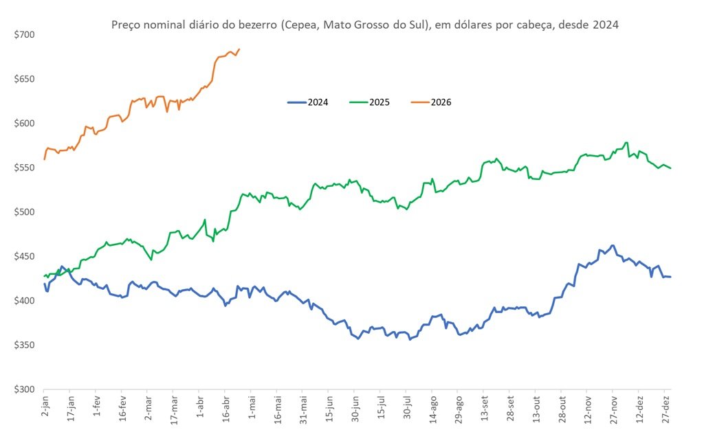 preço do bezerro em dólares