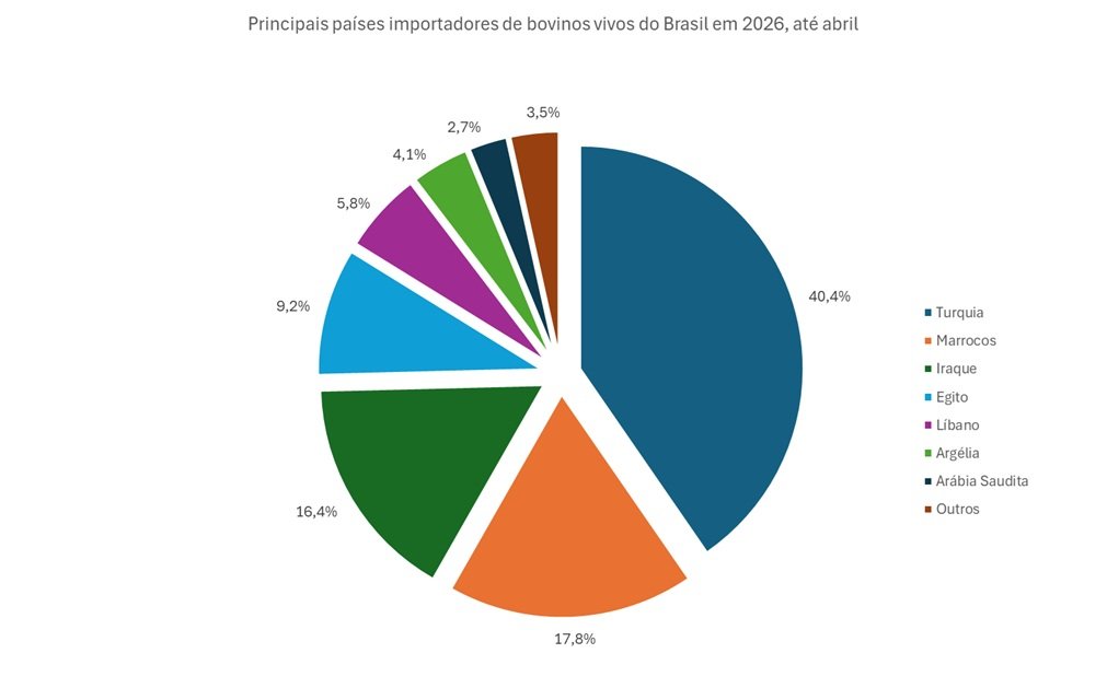 principais países importadores de bovinos vivos
