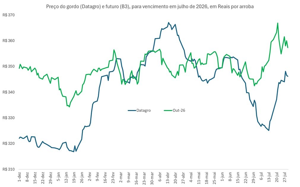ágio do preço futuro do boi gordo para outubro